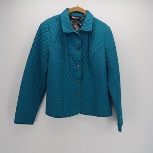 Briggs Blue Button Front Puffer Quilted Jacket